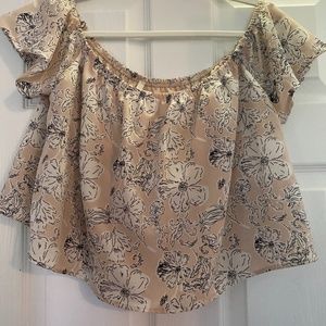 Pink Floral Off-Shoulder Crop top